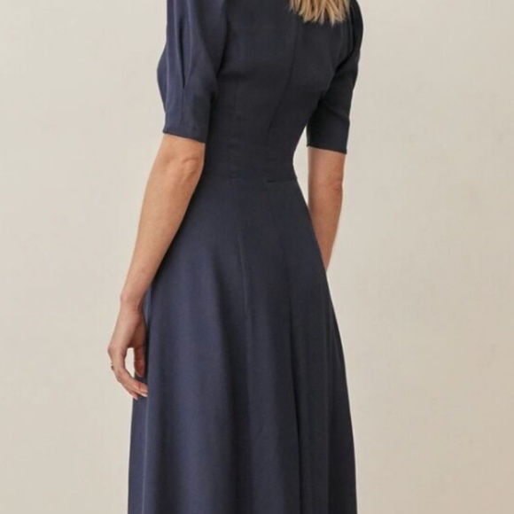 Reformation Matin Dress Navy Size 6, worn only once! - Picture 3 of 6